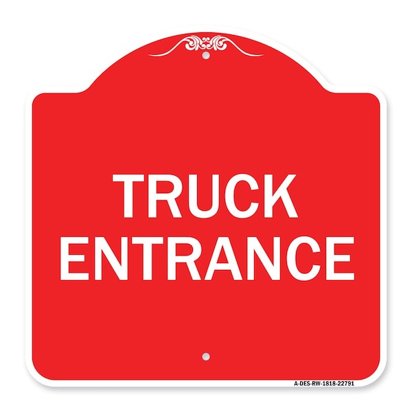 Traffic Entrance Sign Truck Entrance, Red & White Aluminum Sign, 18" x 18", RW-1818-22791